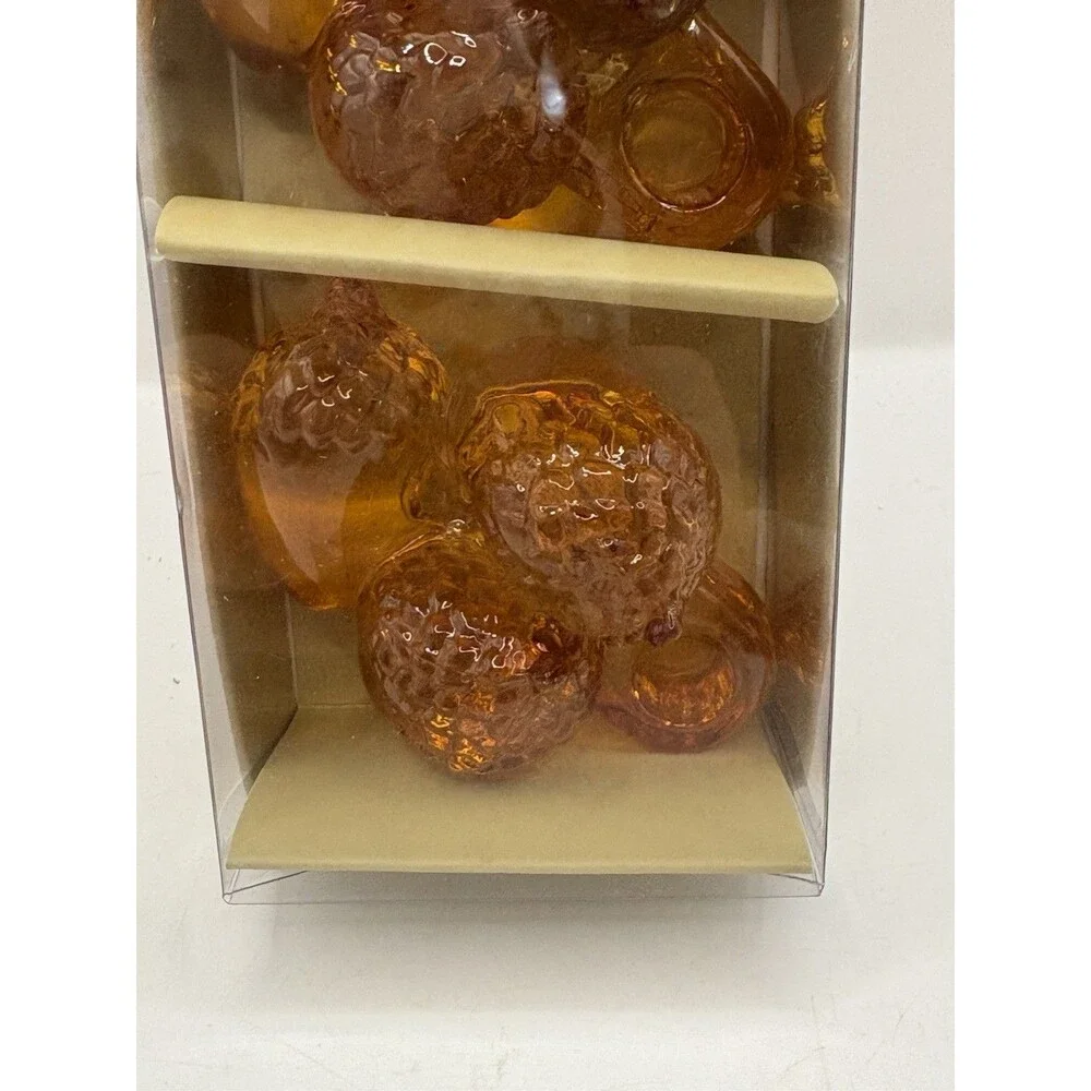 Williams Sonoma Candle Holders Amber Glass Acorn 10 Inch Narrow Tapers (4) NIB